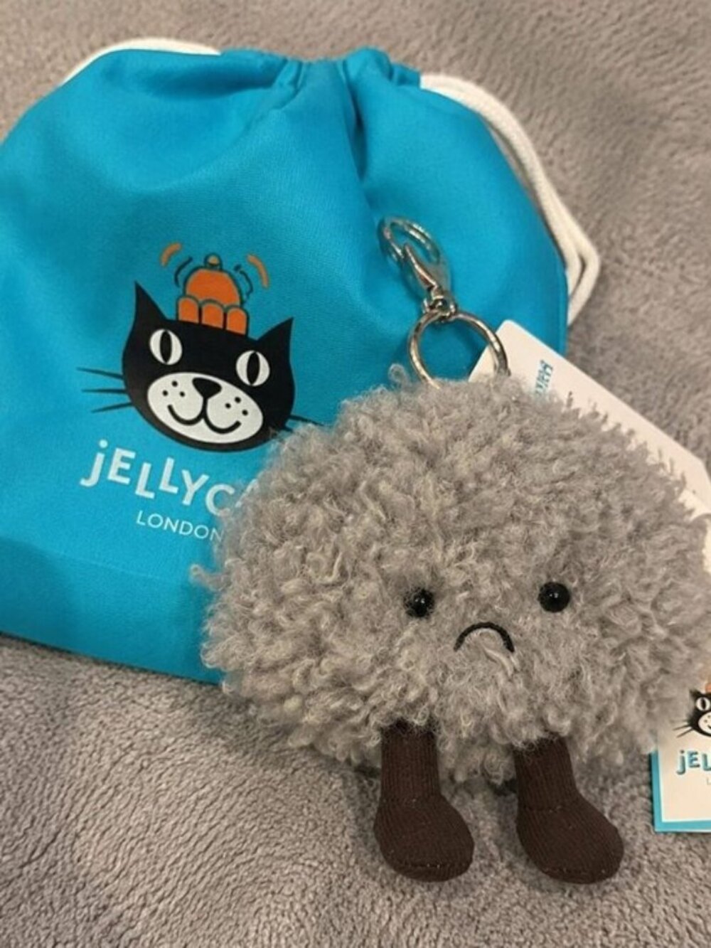 Jellycat Amuseables Storm Cloud Bag Charm Keychain Grey Cloud NWT